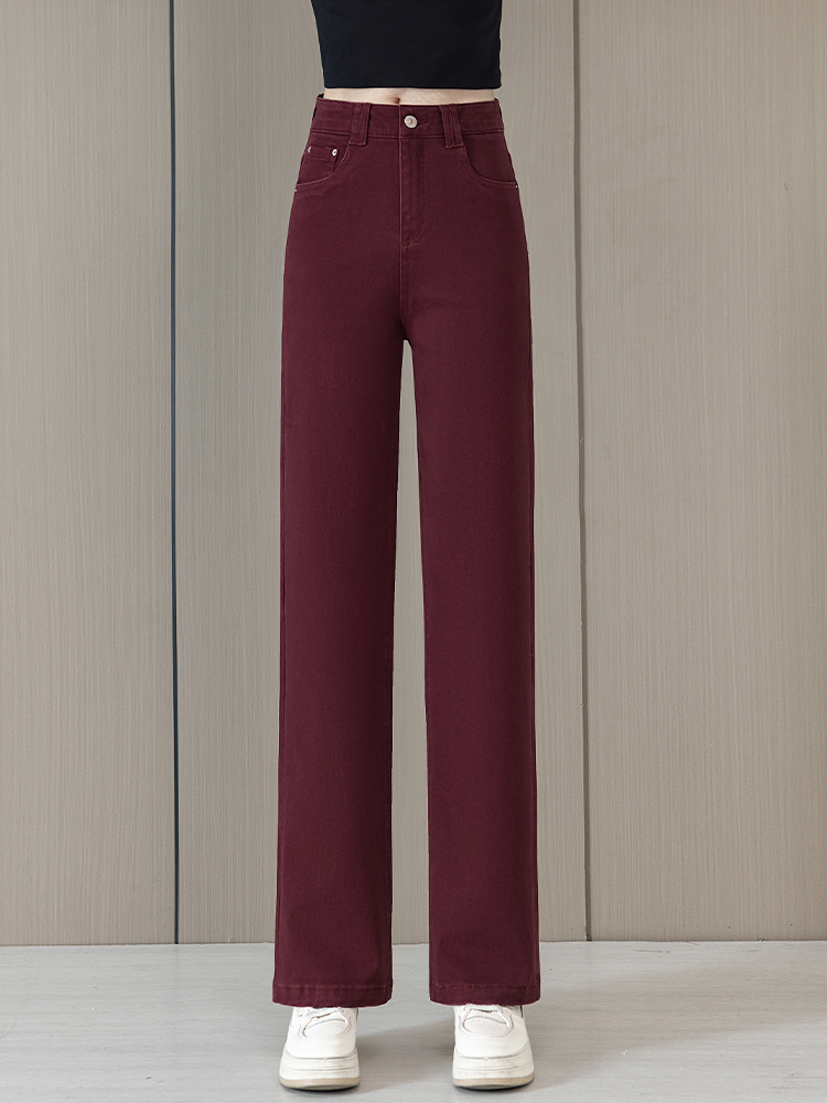 Jeans - Ankela Red High Waist Straight Leg