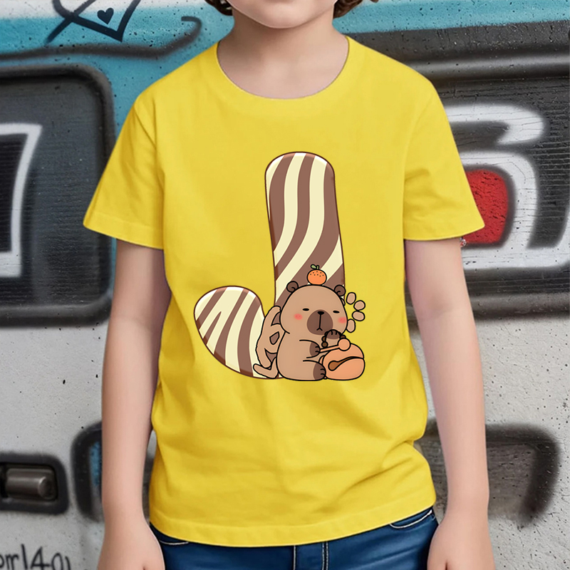 Shirts - Capybara 26 Alphabet Kids T-shirt Short