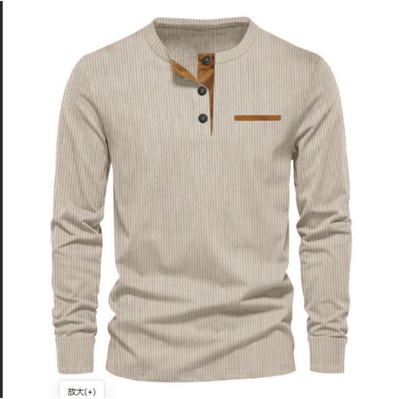Corduroy Button Up Shirt Men - Men's Corduroy Henley Neck Long Sleeve