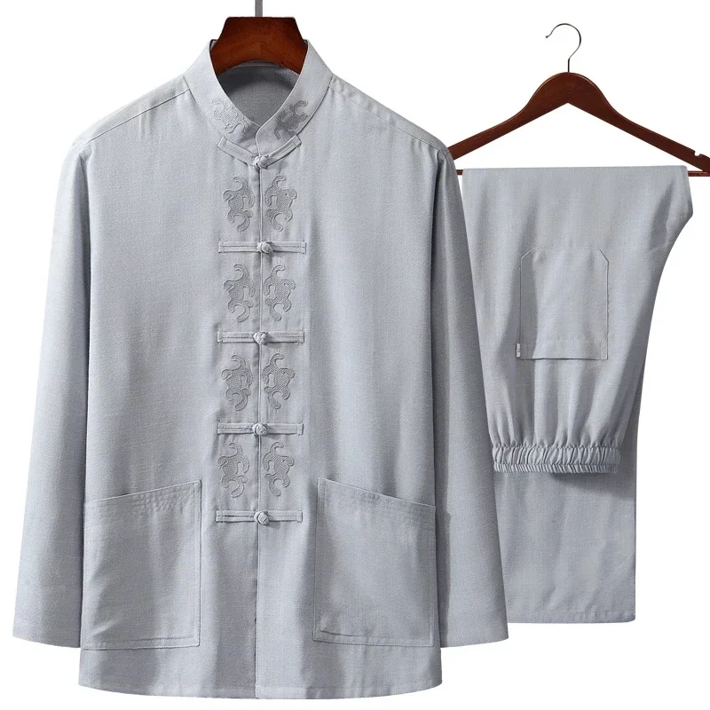 Autumn New Embroidery Chinese  - Mens Linen Shirt Long Sleeve recension och pris
