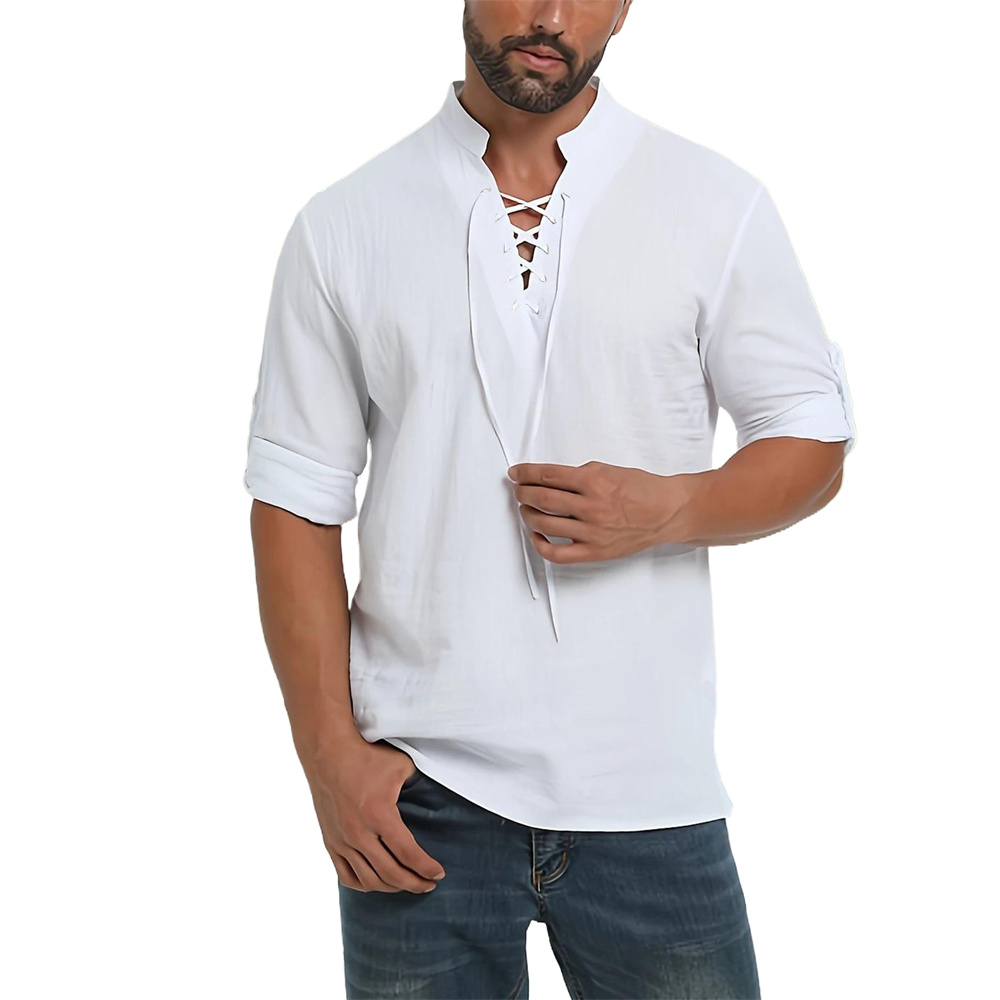 Spring Autumn Men's Pirate Shi - Medieval Gothic Lace Up Pirate Shirt recension och pris