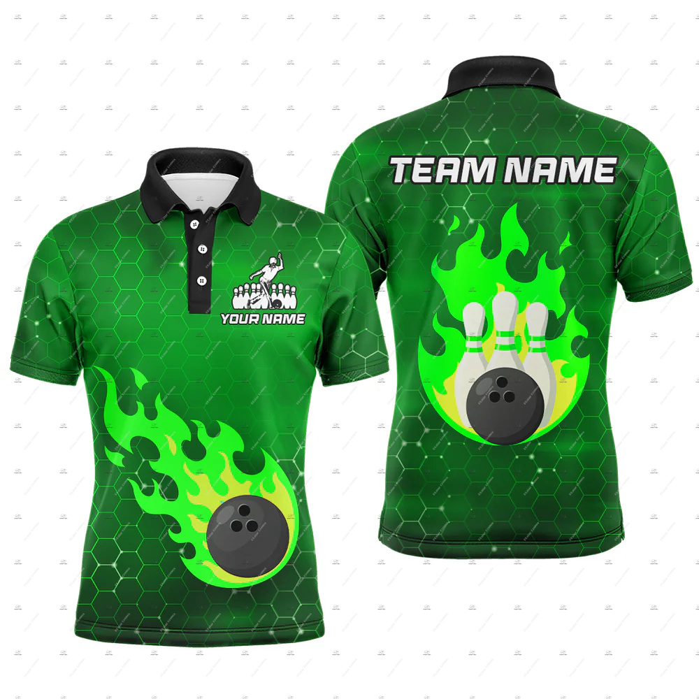 Custom Name Bowling Skull Flam - Short Sleeve Bowling Shirt Retro recension och pris