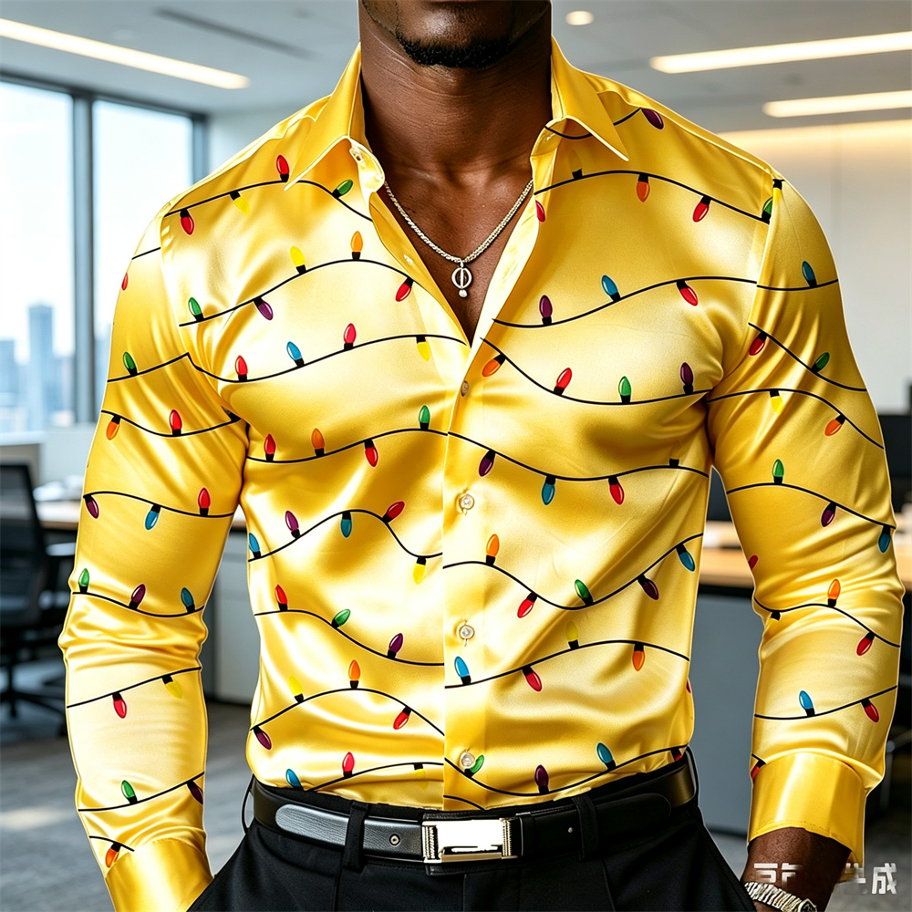 Christmas men's lantern shirt  - Mens Satin Silk Dress Shirt recension och pris