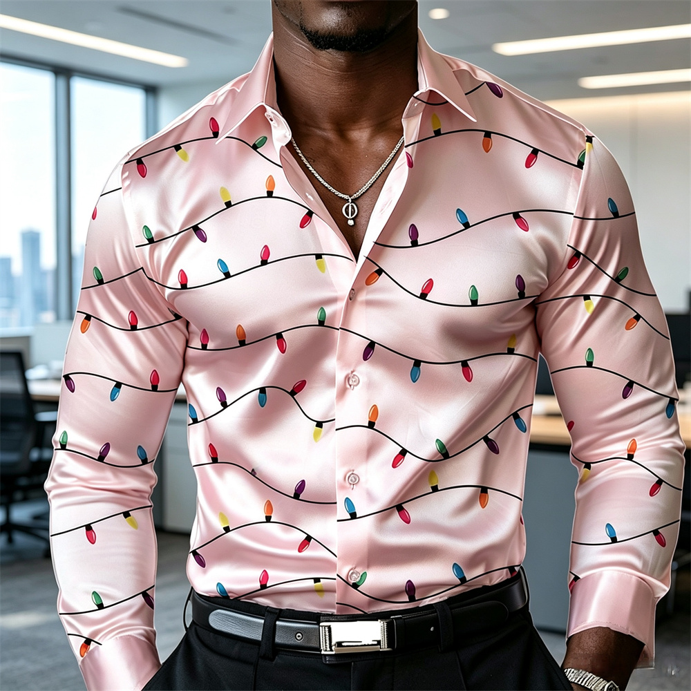 Christmas men's lantern shirt  - Mens Satin Silk Dress Shirt recension och pris