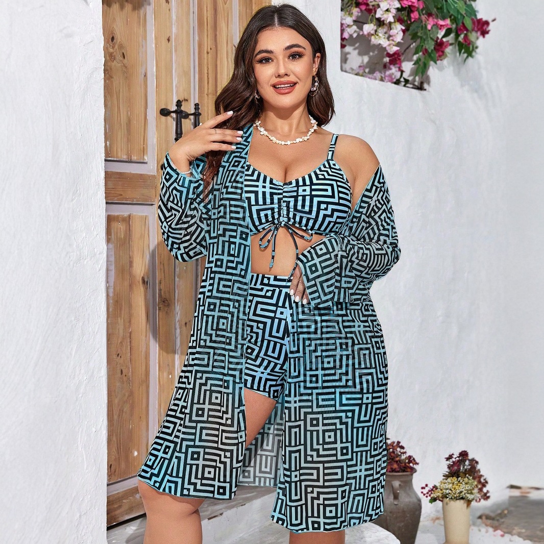 Plus Size 3‑Piece Geometric Pr - Shorts recension och pris