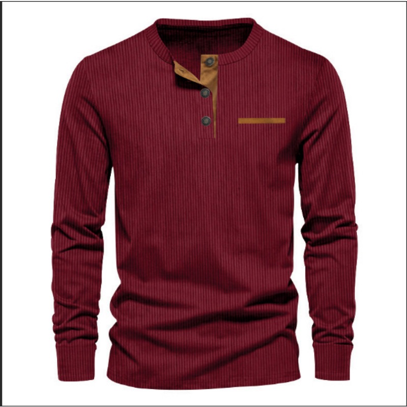 Men's Corduroy Henley Neck Lon - Corduroy Button Up Shirt Men recension och pris