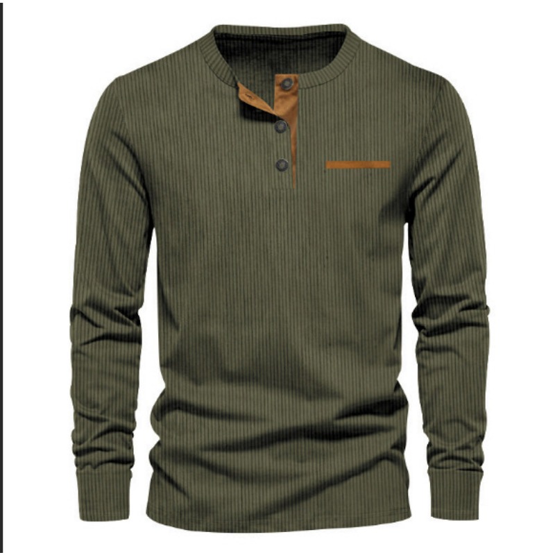 Men's Corduroy Henley Neck Lon - Corduroy Button Up Shirt Men recension och pris